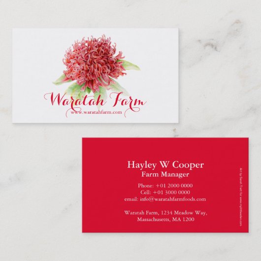 Waratah boerderij visitekaartje (Voorkant / Achterkant)