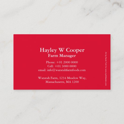 Waratah boerderij visitekaartje (Achterkant)