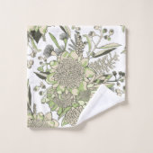 Waratah & Gumnut Eucalyptus - Groen en Wit Bad Handdoek (Wasdoekje)