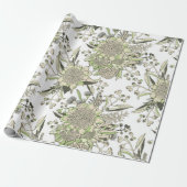 Waratah & Gumnut Eucalyptus - Groen en Wit Cadeaupapier (Uitgerold)