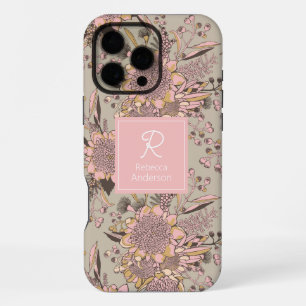 Waratah & Gumnut Eucalyptus Patroon - roze iPhone 16 Pro Max Hoesje