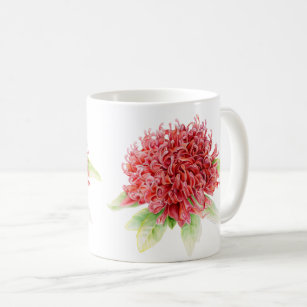 Waratah Protea rode bloem waterverf kunst mok