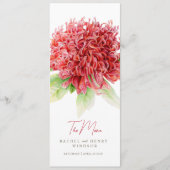 Waratah rode bloemen inheemse Australische bruilof Menu (Voorkant)