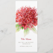 Waratah rode bloemen inheemse Australische bruilof Menu (Voorkant)