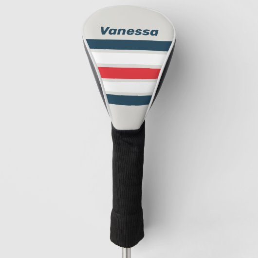 Warbird over Strepen met Naam Golfheadcover (Voorkant)