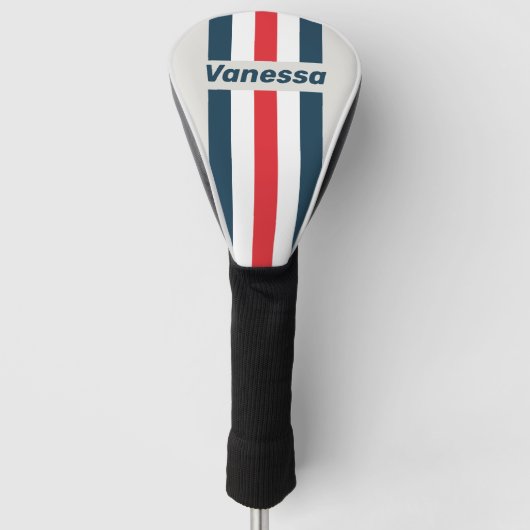 Warbird Pin Strepen met Naam Golfheadcover (Voorkant)