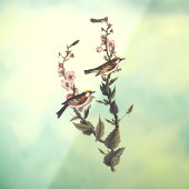 Warbler Audubon Bird op Wildflower Raamsticker (Vel 3)