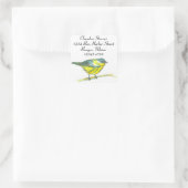 Warbler Bird Waterverf retouradres Vierkante Sticker (Tas)