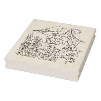 Warbler en Larkspur Rubberstempel