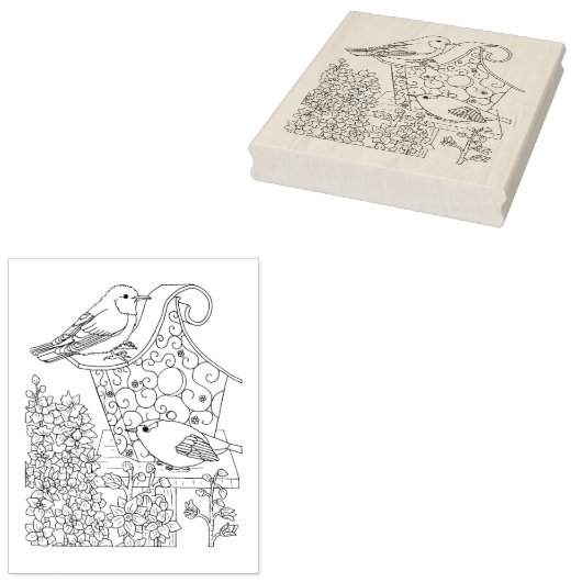 Warbler en Larkspur Rubberstempel (Gestempeld)