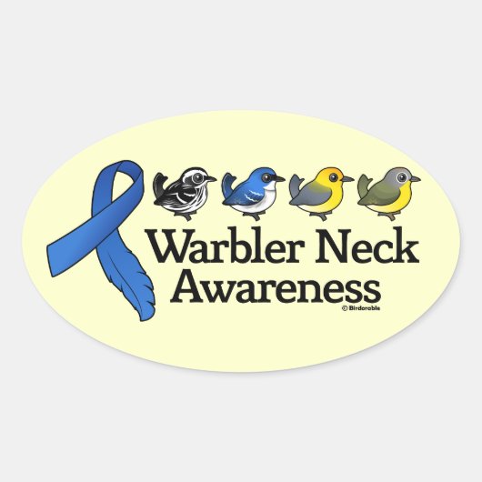 Warbler Neck Awareness Ribbon Ovale Sticker (Voorkant)