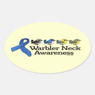 Warbler Neck Awareness Ribbon Ovale Sticker