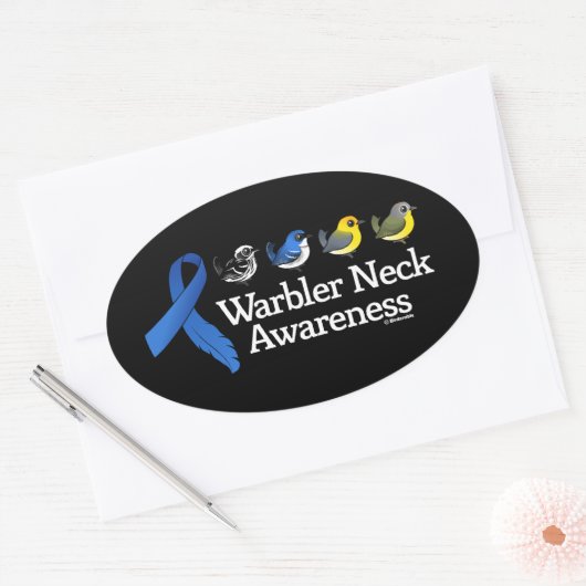 Warbler Neck Awareness Ribbon Ovale Sticker (Envelop)