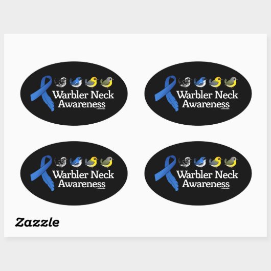 Warbler Neck Awareness Ribbon Ovale Sticker (Vel)