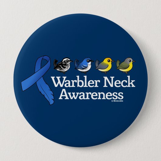 Warbler Neck Awareness Ribbon Ronde Button 4,0 Cm (Voorkant)