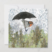Warbler Rainy Day Umbrella Blank Flat Note Card Notitiekaartje (Voorkant)