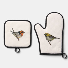 Warblers Witte Oven Mitt Potholders Set