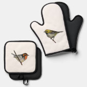 Warblers Witte Oven Mitt Potholders Set (Voorkant / Achterkant)