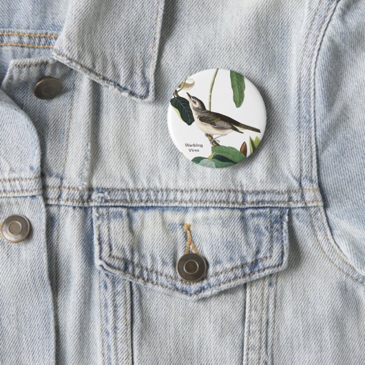 Warbling Vireo John James Audubon Birdwatcher Bird Ronde Button 5,7 Cm (In situ)