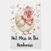 Warboel in de Kippenren Valentijn Kip Theedoek (Verticaal)
