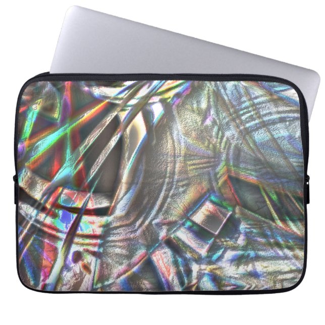 Warboel van kleurrijke streken in robuuste en pron laptop sleeve (Voorkant)