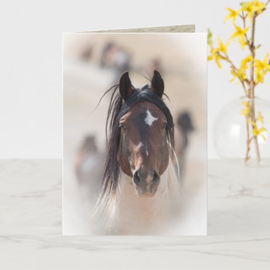 Warbonnet's Pride Wild Horse Wenskaart Kaart (Gele Bloem)