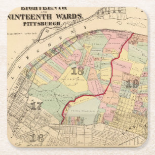 Ward 1819 van Pittsburgh, Pennsyvania Kartonnen Onderzetters