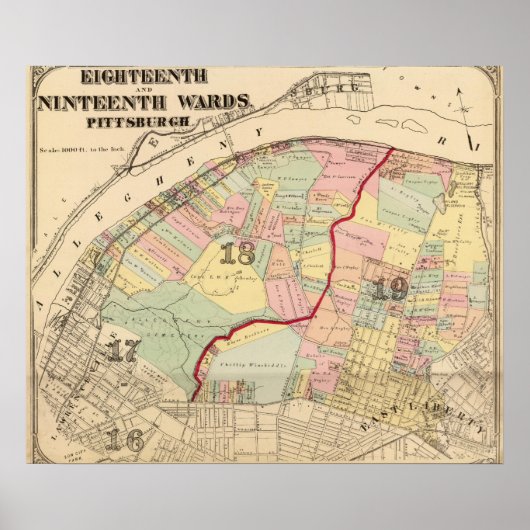 Ward 1819 van Pittsburgh, Pennsyvania Poster (Voorkant)