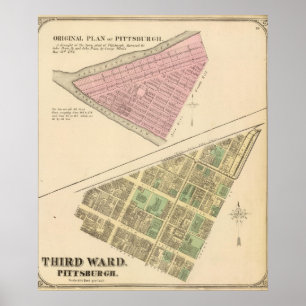Ward 3 van Pittsburgh, Pennsyvania 1784-kaart Poster