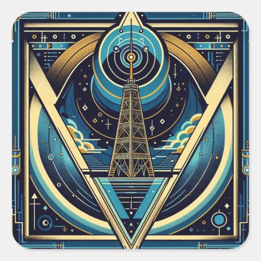 Wardencliff toren, Nikola Tesla Vierkante Sticker (Voorkant)