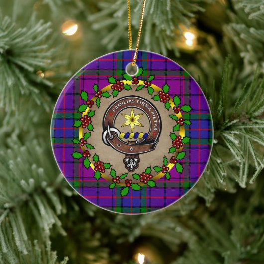 Wardlaw Clan Badge & Tartan Gepersonaliseerde Kers Keramisch Ornament (Boom)