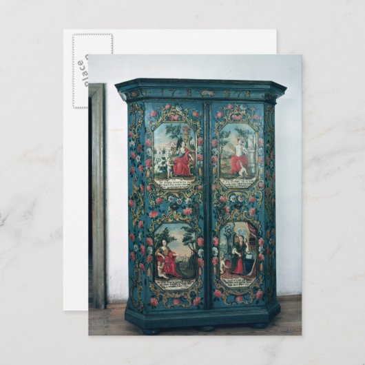 Wardrobe versierd met scènes van de vier briefkaart (Voorkant / Achterkant)