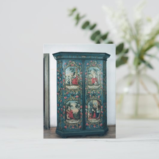 Wardrobe versierd met scènes van de vier briefkaart (Staand voorkant)