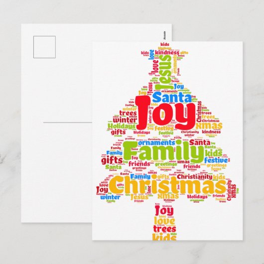 Ware betekenis van kerstboomkaart met kerstmis feestdagenkaart (Voorkant / Achterkant)