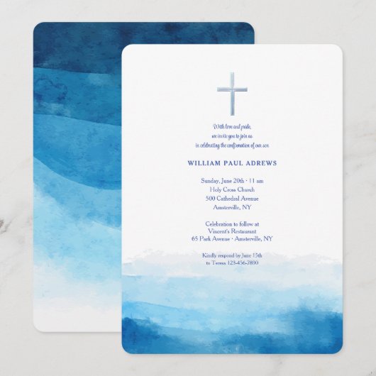 Ware Blauwe Uitnodiging (Voorkant / Achterkant)