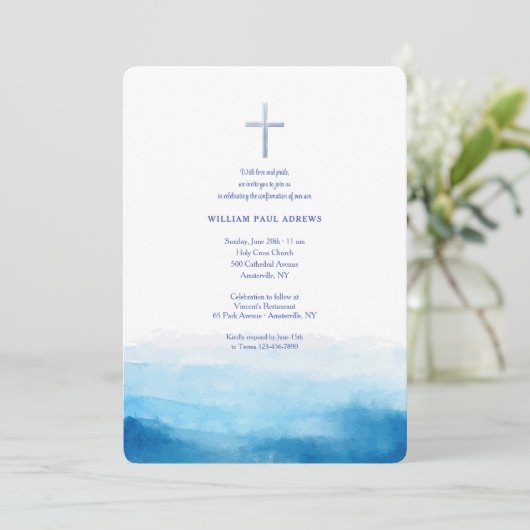 Ware Blauwe Uitnodiging (Staand voorkant)