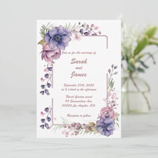 Ware Bloemendromen: Trouwuitnodiging Kaart (Staand voorkant)