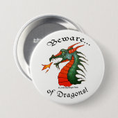 Ware Dragons White Ronde Button 7,6 Cm (Voorkant /achterkant)