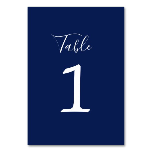Ware eenvoud 1 Bruiloft Inkt Blauw Tafelnummer (Voorkant)