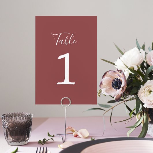 Ware eenvoud 1 Bruiloft Marsala Tafelnummer