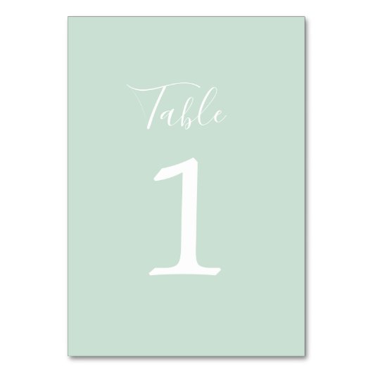 Ware eenvoud 1 Bruiloft Mint Groen Tafelnummer (Achterkant)