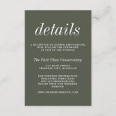 Ware eenvoud 2 Camo Groene Minimalistische Bruilof Informatiekaartje (Voorkant)