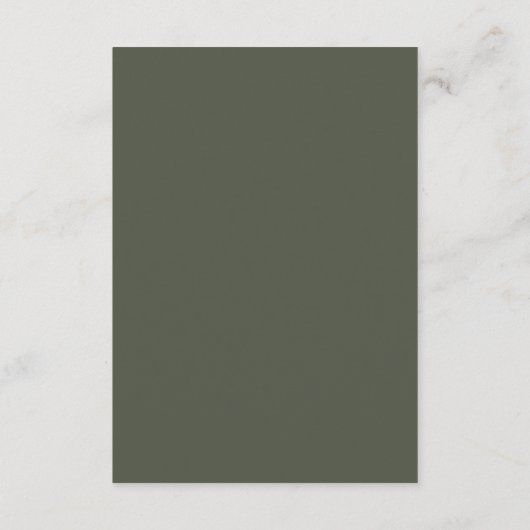 Ware eenvoud 2 Camo Groene Minimalistische Bruilof Informatiekaartje (Achterkant)
