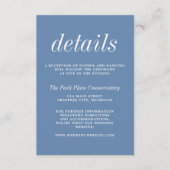 Ware eenvoud 2 Denim Blue minimalistische bruiloft Informatiekaartje (Voorkant)