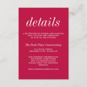 Ware eenvoud 2 Raspberry minimalistische bruiloft Informatiekaartje (Voorkant)