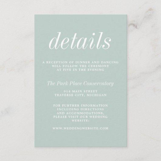 Ware eenvoud 2 Zeeen glas minimalistische bruiloft Informatiekaartje (Voorkant)