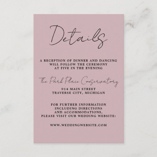 Ware eenvoud 3 Script Minimal Moonlight Mauve Informatiekaartje (Voorkant)