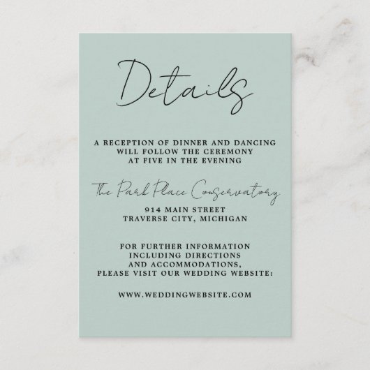 Ware eenvoud 3 Script Minimal Zee Glazen Bruiloft Informatiekaartje (Voorkant)