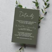 Ware eenvoud 3 Script Minimale Camo Groen Informatiekaartje