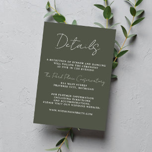 Ware eenvoud 3 Script Minimale Camo Groen Informatiekaartje